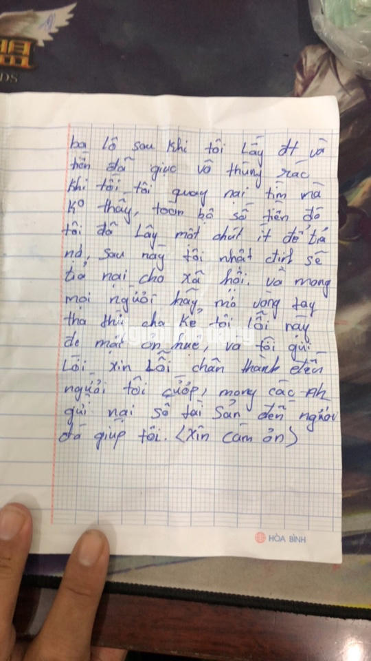 Tên cướp bí ẩn gửi trả 100 triệu đồng cùng thư xin lỗi - Ảnh 4.