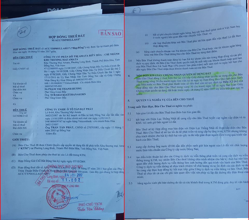 Công ty Tấn Đạt Phát bị 'làm khó' khi đầu tư tại Khu thương mại Amata Biên Hòa?