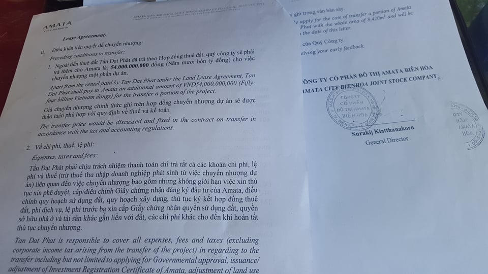 Công ty Tấn Đạt Phát bị 'làm khó' khi đầu tư tại Khu thương mại Amata Biên Hòa?