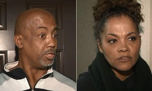 James Robinson (trái) và vợ Olivia, phát hiện hai đứa trẻ bất thường trong nhà hàng xóm. Ảnh: KTLA.