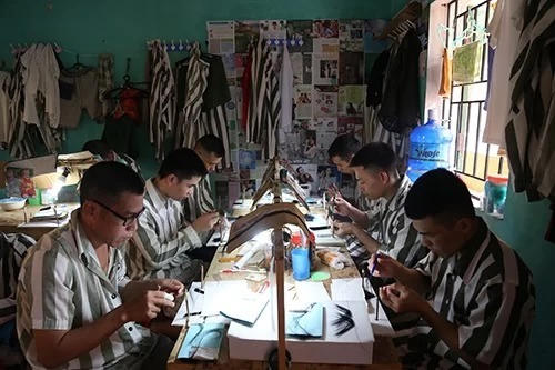 Phạm nhân lao động tại trại giam Ngọc Lý (Bắc Giang). Ảnh:Phạm Dự.