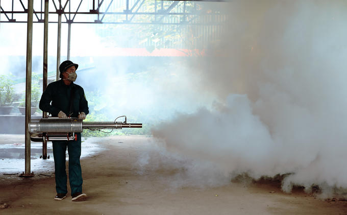 Người Hà Nội soi đèn bắt muỗi sốt xuất huyết