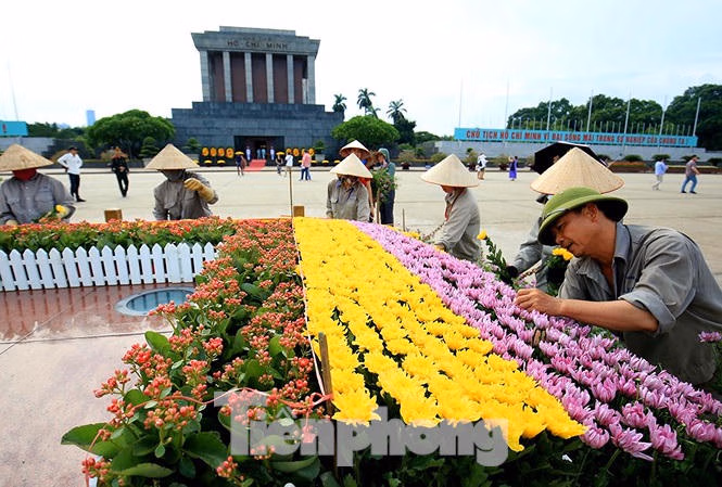 Những người thợ tận tâm dệt những thảm hoa, vườn cảnh quanh Lăng Bác