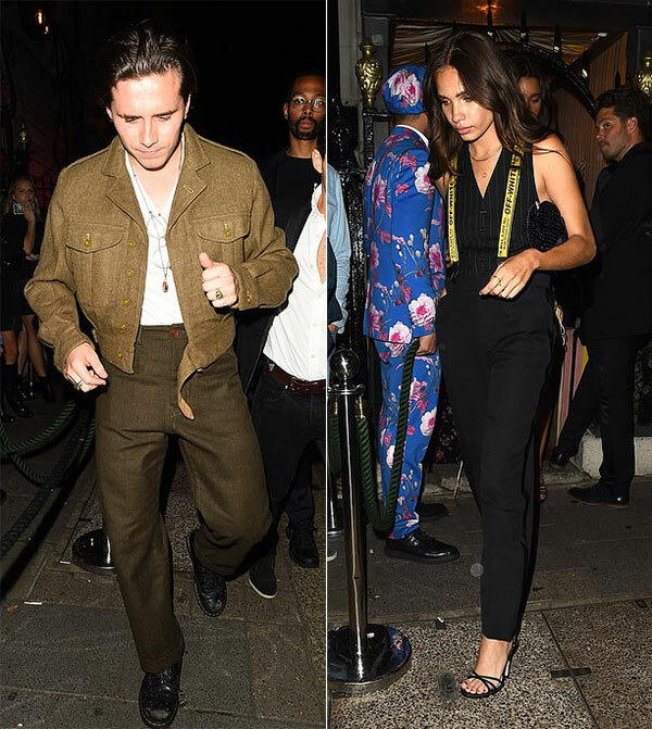 Brooklyn và Hana Cross rời bữa tiệc hôm 12/9.