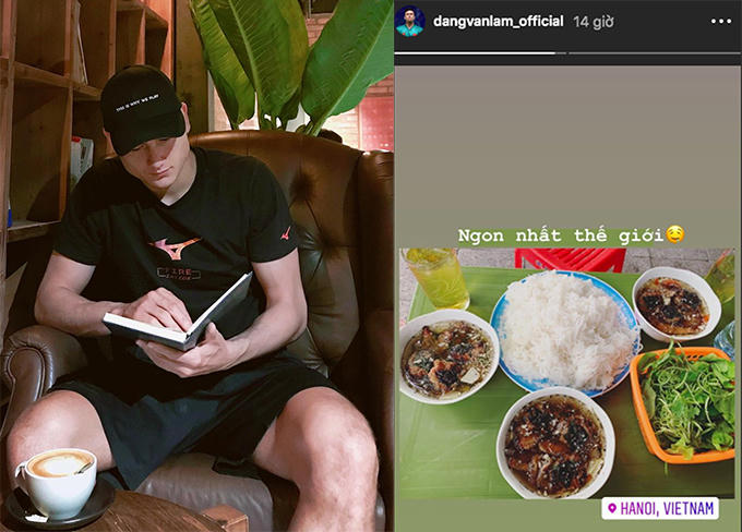 Văn Lâm không thể bỏ qua món bún chả và phở mỗi khi về Hà Nội. Ảnh: Instagram.