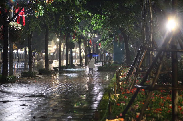 Mưa lạnh đêm 30 Tết, hồ Gươm thưa thớt người chờ xem pháo hoa - 2