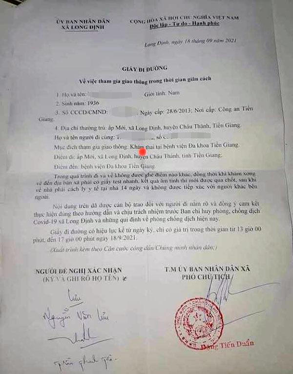 Cấp giấy đi đường cho cụ ông 85 tuổi... đến viện khám thai