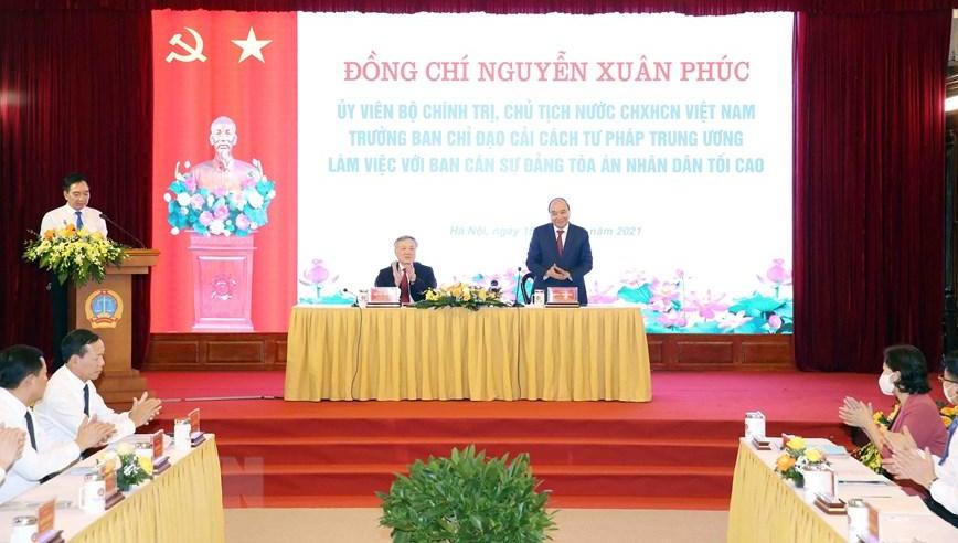 Chủ tịch nước làm việc với Ban Cán sự Đảng Tòa án Nhân dân tối cao 