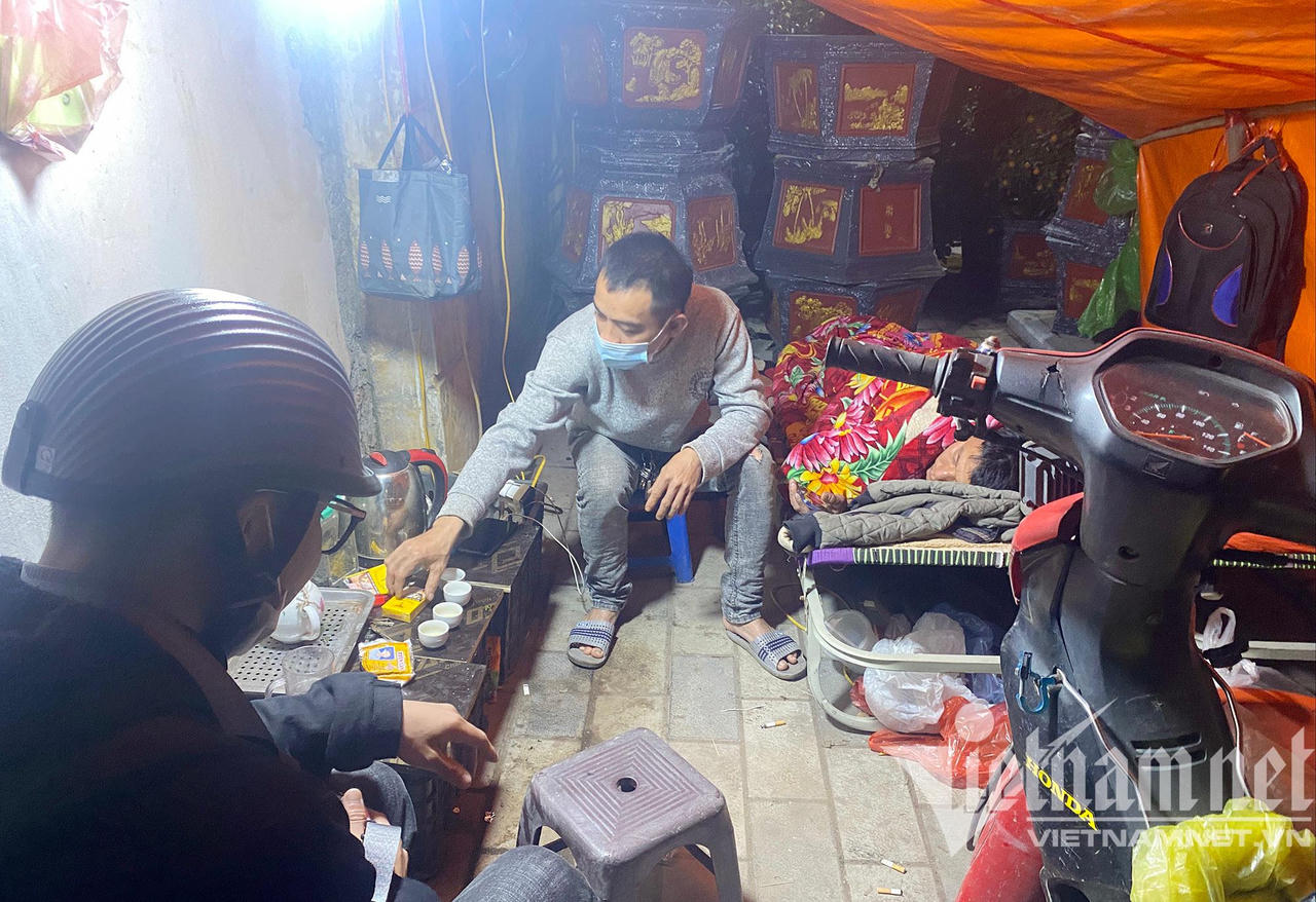 Đào quất ế, dân buôn cả đêm bám vỉa hè chịu cảnh giá rét