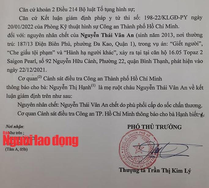 Công an TP HCM kết luận nguyên nhân chết của bé gái ở Bình Thạnh bị bạo hành - Ảnh 2.