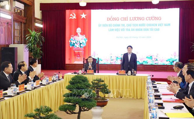 Chủ tịch nước Lương Cường làm việc với Tòa án nhân dân tối cao