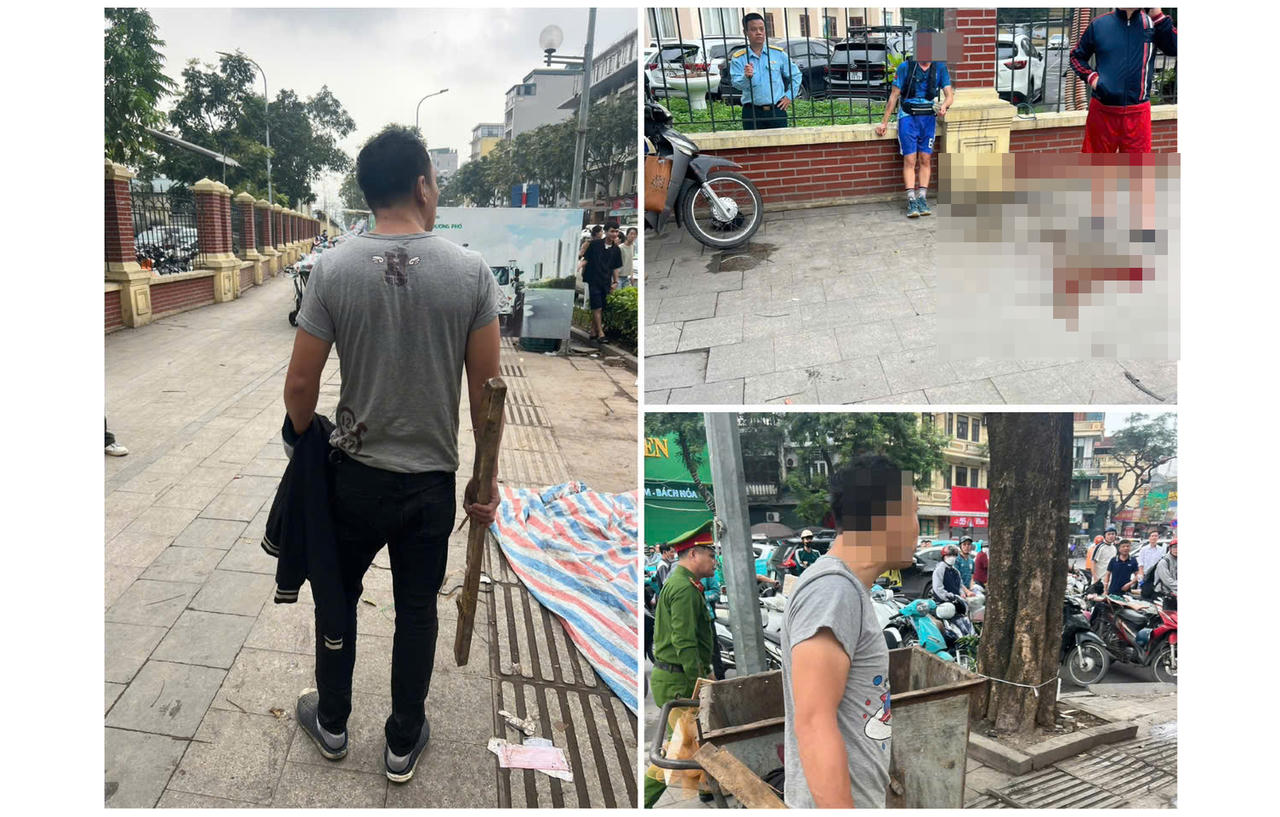 Khống chế đối tượng tâm thần đánh bị thương người đi đường Hà Nội