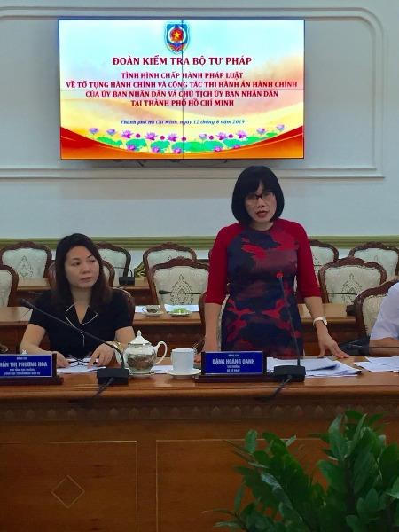 Thứ trưởng Đặng Hoàng Oanh kiểm tra công tác Thi hành án hành chính tại TP HCM