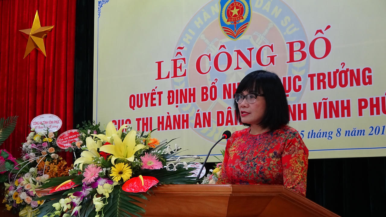 Trao quyết định bổ nhiệm Cục trưởng Cục Thi hành án dân sự tỉnh Vĩnh Phúc