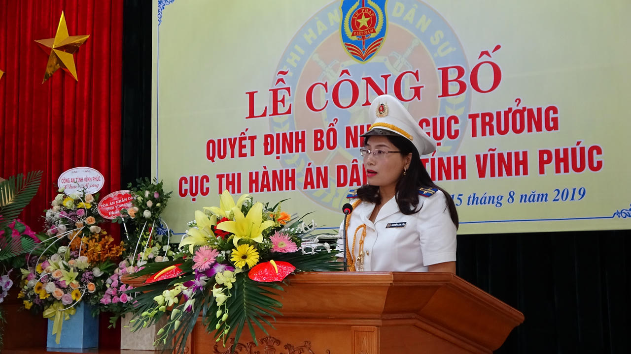 Trao quyết định bổ nhiệm Cục trưởng Cục Thi hành án dân sự tỉnh Vĩnh Phúc