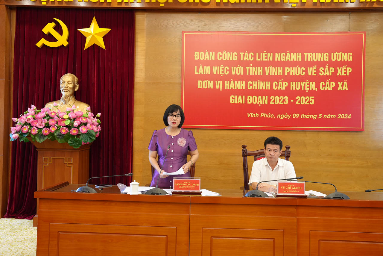 Thứ trưởng Đặng Hoàng Oanh kiểm tra, đôn đốc việc thực hiện sắp xếp đơn vị hành chính tại Phú Thọ, Sơn La, Vĩnh Phúc