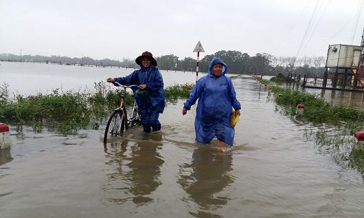 Mưa lớn kéo dài, nhiều nơi ở Thừa Thiên -  Huế bị nước 'bao vây'