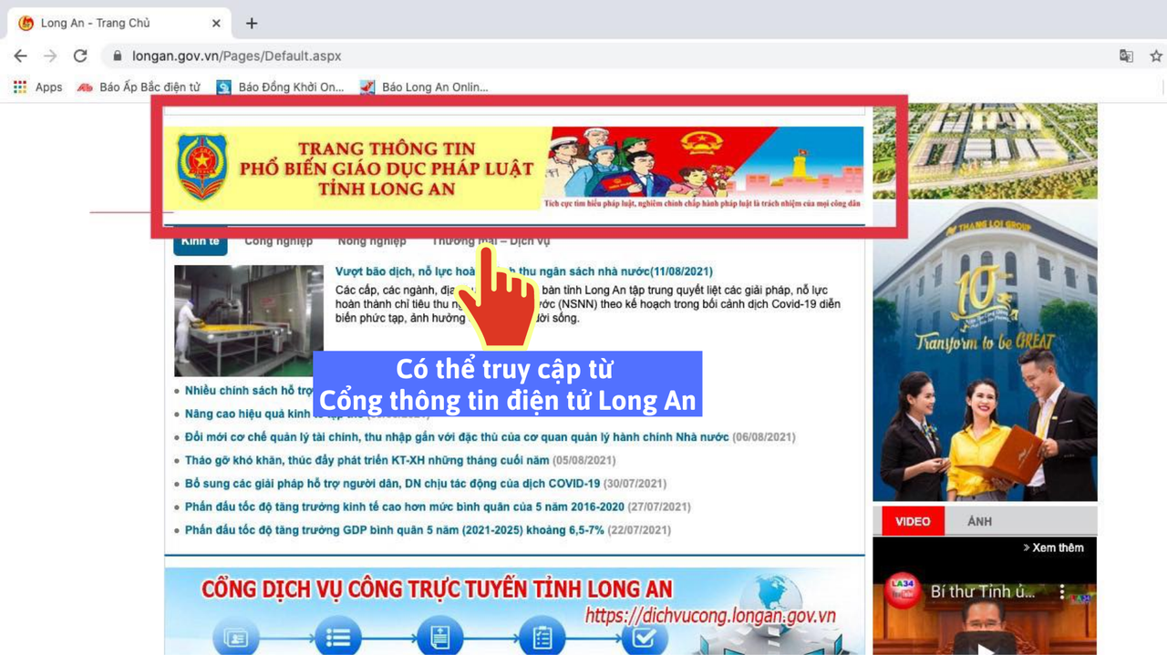 Trang thông tin điện tử phổ biến giáo dục pháp luật tỉnh Long An chính thức hoạt động