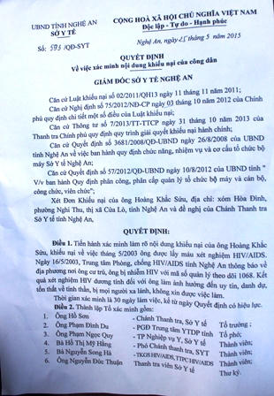 30 ngày xác minh việc “kết luận nhầm” nhiễm HIV hơn 10 năm