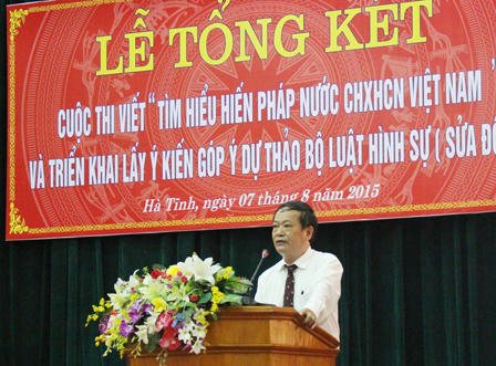 Hà Tĩnh: Trao giải Cuộc thi tìm hiểu Hiến pháp nước CHXHCN Việt Nam