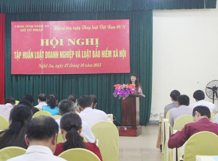 Sở Tư pháp Nghệ An tập huấn Luật mới cho hơn 170 học viên