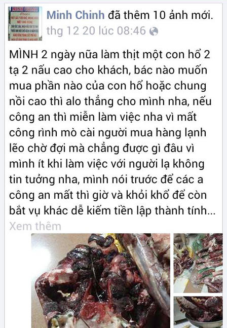 Lại xuất hiện thanh niên rao bán hổ, gấu trên facebook