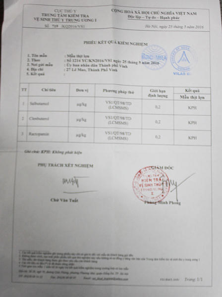 Không thấy chất cấm trong mẫu thịt lò mổ lớn nhất Bắc Trung bộ