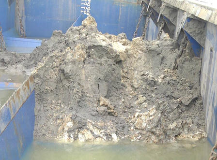 Đang kiểm định mẫu chất thải đổ tại cảng Nghi Sơn