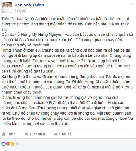 Bác bỏ tin đồn “bắt cóc trẻ em hàng loạt” gây hoang mang dư luận