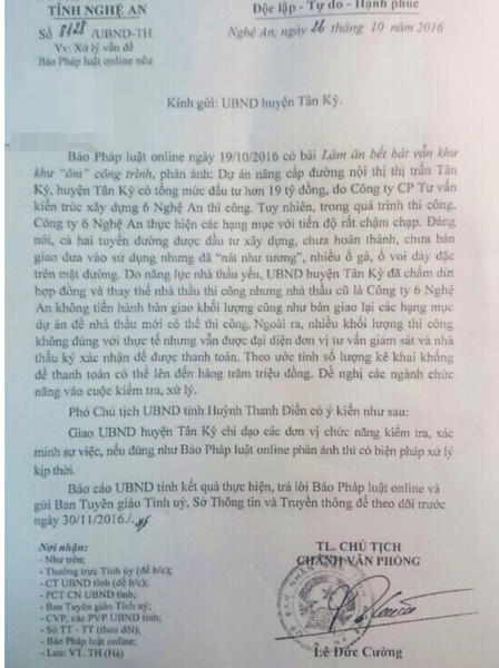 Tỉnh chỉ đạo sự việc Báo PLVN nêu, nhà thầu “âm thầm” sửa chữa