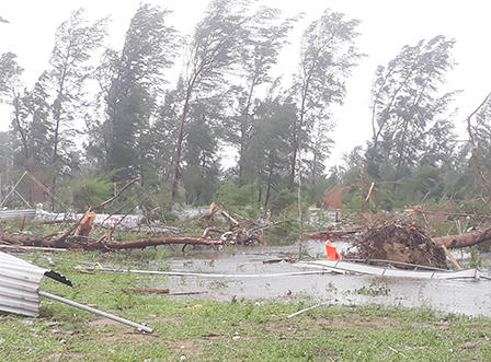 Cửa Lò xác xơ sau lốc xoáy, mái nhà rách toác vo thành đống