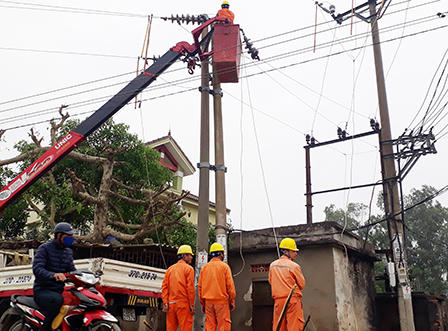 Tổng Công ty Điện lực miền Bắc diễn tập với sự cố bão giật cấp 12 đổ bộ vào Nghệ An