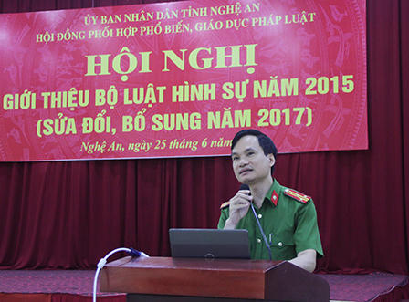 Nghệ An tập huấn giới thiệu những điểm mới trong Bộ luật Hình sự năm 2015