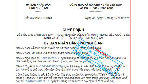 Nghệ An xử lý loạt văn bản bị Bộ Tư pháp 'tuýt còi'