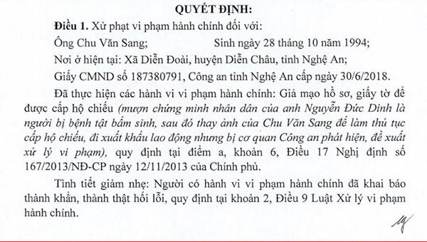 Mượn chứng minh thư người khuyết tật làm hộ chiếu... xuất khẩu lao động