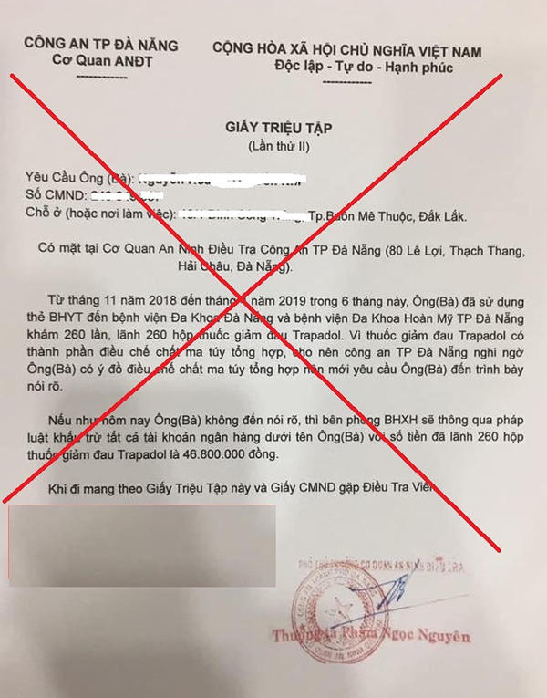 Cảnh báo thủ đoanh giả mạo giấy triệu tập, lệnh bắt tạm giam để lừa đảo