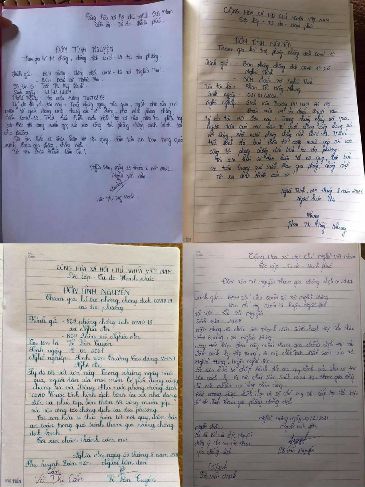 Những lá đơn đầy nhiệt huyết trong 'cuộc chiến' chống đại dịch