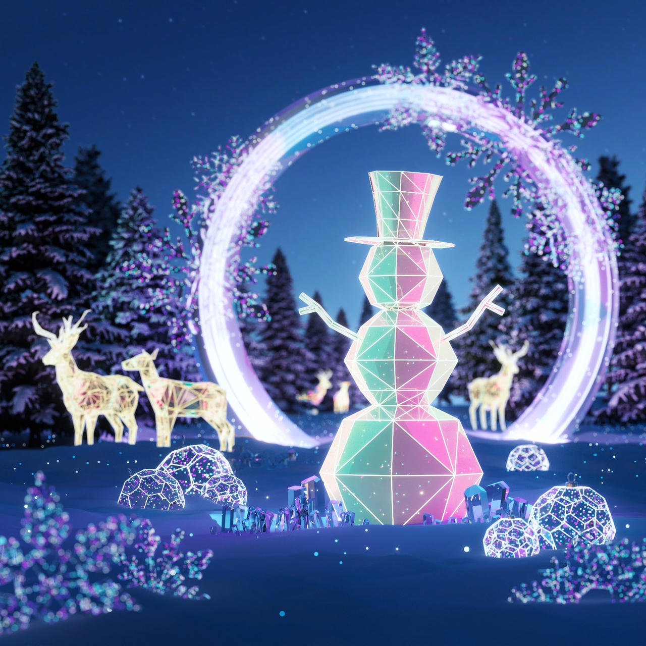 Xuất hiện khu rừng pha lê cùng cây thông giáng sinh nhiều màu sắc nhất mùa Noel 2024