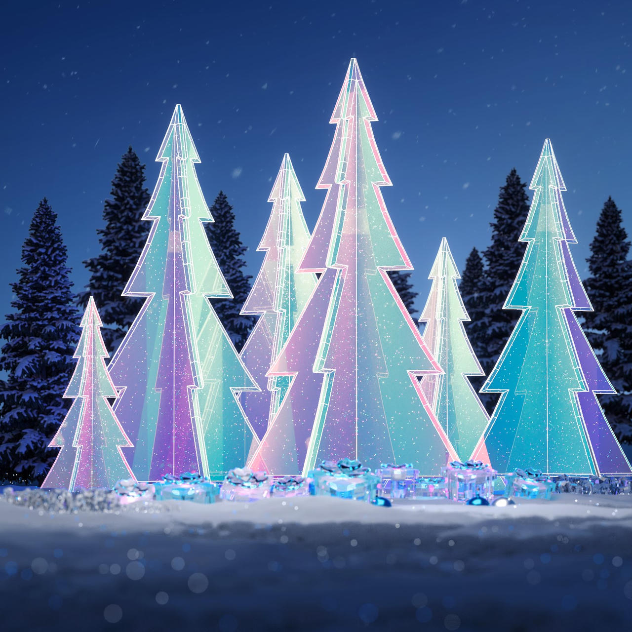 Xuất hiện khu rừng pha lê cùng cây thông giáng sinh nhiều màu sắc nhất mùa Noel 2024