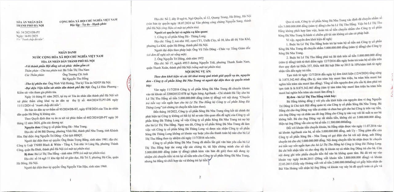 Công ty Sông Đà Nha Trang thắng kiện, bà Lê Thị Thu Hằng phải hoàn trả hơn 5,6 tỷ đồng