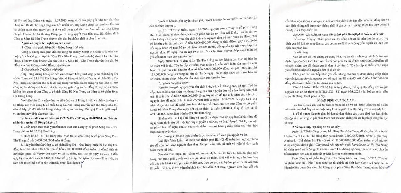 Công ty Sông Đà Nha Trang thắng kiện, bà Lê Thị Thu Hằng phải hoàn trả hơn 5,6 tỷ đồng