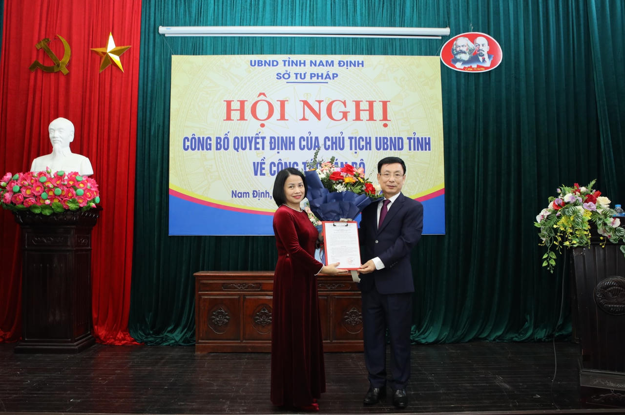 Bà Trần Thị Thúy Hiền được bổ nhiệm Giám đốc Sở Tư pháp tỉnh Nam Định