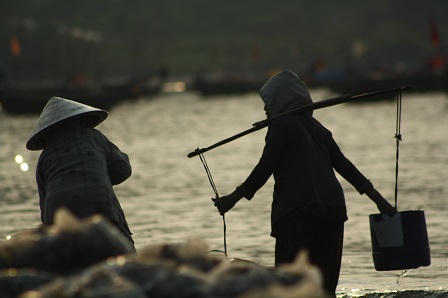 Những người đàn bà gánh nước biển Đông nuôi cả gia đình