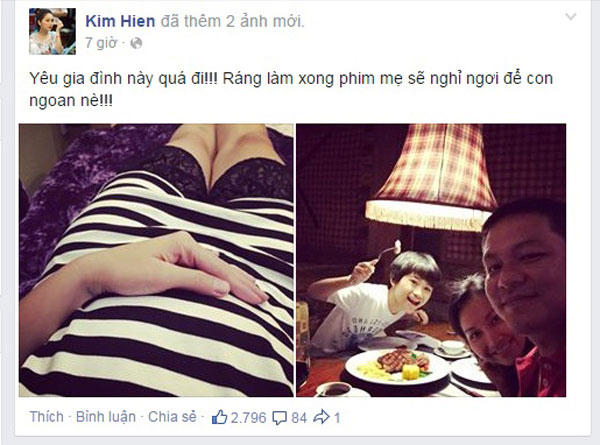 Kim Hiền hạnh phúc khoe mang bầu lần 2
