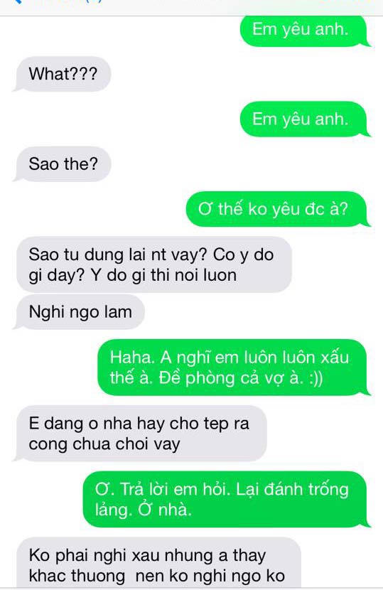 Cười “té ghế” với màn thử chồng bằng tin nhắn “Em yêu anh“