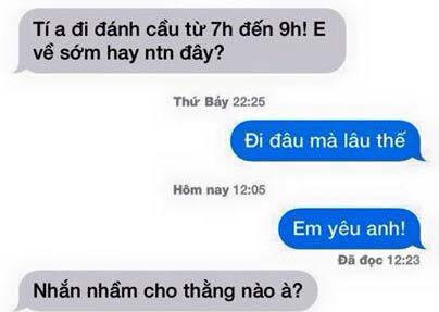 Cười “té ghế” với màn thử chồng bằng tin nhắn “Em yêu anh“