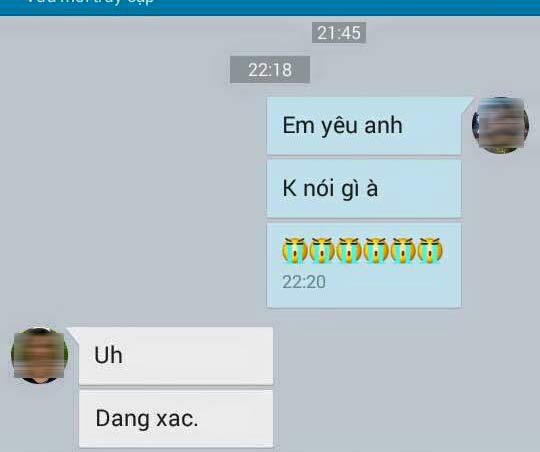 Cười “té ghế” với màn thử chồng bằng tin nhắn “Em yêu anh“