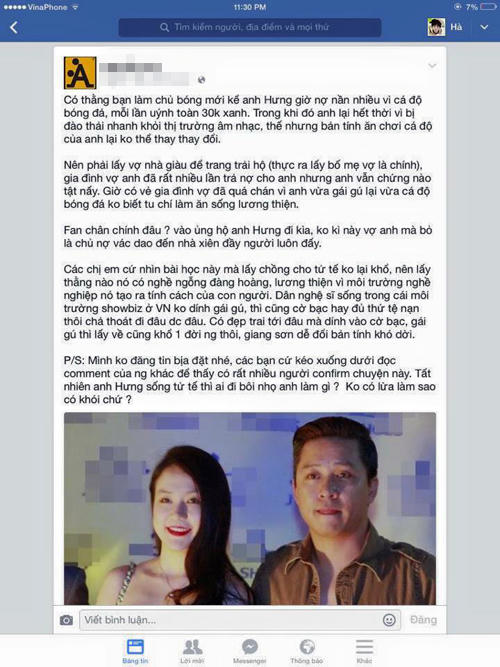 Tuấn Hưng tức giận vì tin đồn nợ nần, cá độ bóng đá