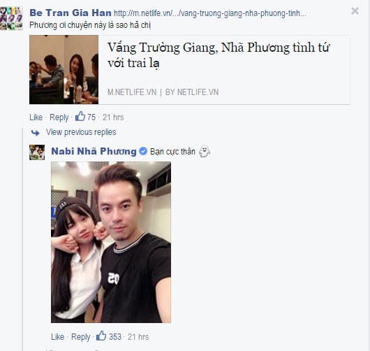 Nhã Phương khốn khổ vì bị tố phản bội Trường Giang