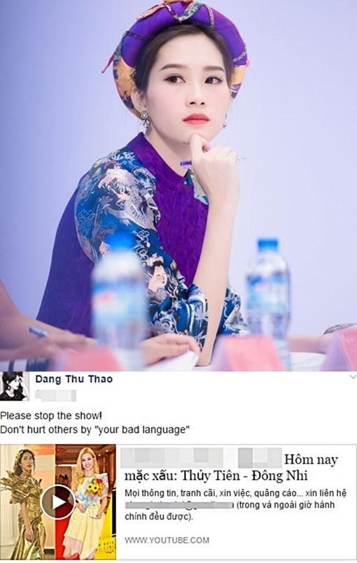 Hoa hậu Đặng Thu Thảo đề nghị dừng show của MC Thùy Minh